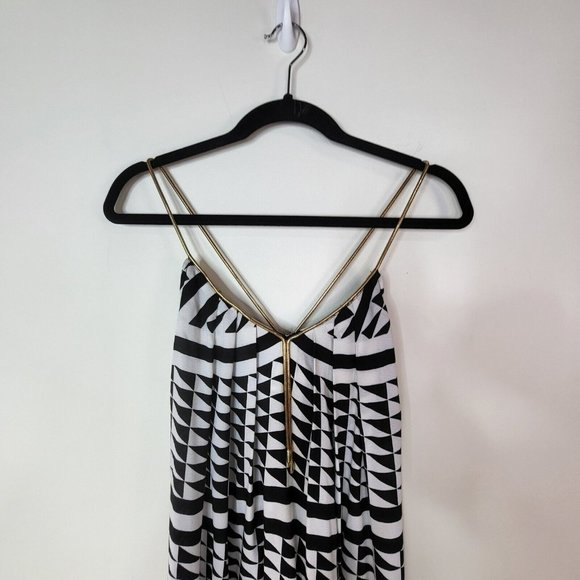 WITCHERY gold snake chain strap midi dress women's size 4 - 6 black white splits - Picture 4 of 12